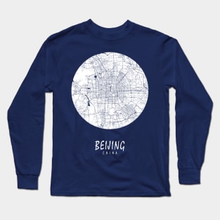 Beijing, China City Map - Full Moon Long Sleeve T-Shirt